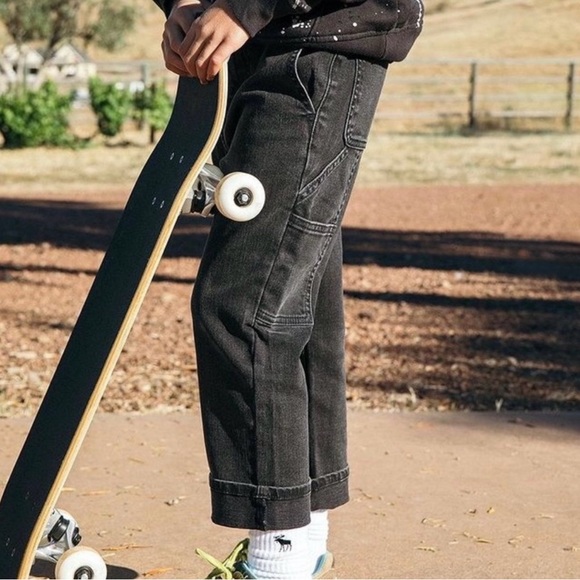 NWT Abercrombie Kids Black Dropped Crotch Skate Jeans 9/10 - Picture 1 of 16